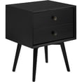 thumbnail image 1 of Mid Century Modern 2-Drawer Bedroom Nightstand in Black, 1 of 14