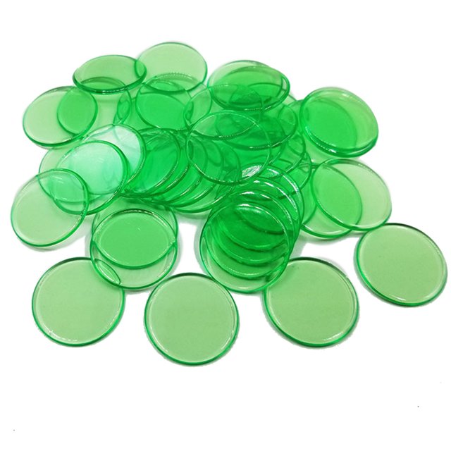 HEVIRGO 100Pcs 19mm Bingo Chips Transparent Color Counting Math Game Counters Markers