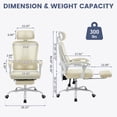 thumbnail image 2 of Ergonomic High-Back Office Chair with Footrest and Headrest, Mesh Desk Chair with Adjustable Lumbar Support, Rolling Swivel Computer Chair for Home Office or Gaming Room(Beige), 2 of 7