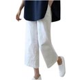 thumbnail image 1 of VEKDONE Womens Cotton Linen Capris Pants White M, 1 of 3