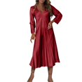 thumbnail image 2 of Gspmoly Robe pour Femmes, Robe Décontractée à Col Rond pour Femmes à Manches Longues Lanterne, Chandail à Enfiler avec Ceinture, Robe de Couleur Unie, Robes de Cocktail pour Femmes jusqu'à 60 % de Rabais, 2 of 7