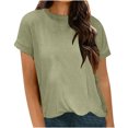 thumbnail image 4 of Besolor Women's Short Sleeve Shirts Crewneck Ribbed Knit T Shirt Solid Color Basic Tee Tops Fashion Summer Outfits, 4 of 7