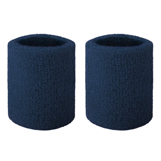 GOGO Terry Cloth Wristband Athletic Wrist Sweatband for Gym Sports Navy 2PCS