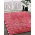thumbnail image 2 of Ahgly Tapis d'Intérieur Rond Moderne Mi-Siècle Rouge Cramoisi Oriental, 7 Pieds Rond, 2 of 6