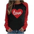 thumbnail image 2 of Qertyioot Chandail Cœur d'Amour Saint-Valentin Grande Taille, Haut à Manches Longues pour Femme à Col Rond, Haut Décontracté Raglan à Panneaux Contrastés de Couleur, Coupe Ample, Imprimé, Blouse à Manches Longues à Col Rond, 2 of 6