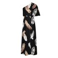 thumbnail image 4 of Robes à une Épaule pour Femmes Manches Mi-Longues Mode Imprimé Bohème Robe Maxi Ample Fluide Fendue Aguichant Robe de Plage, 4 of 5