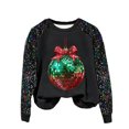 thumbnail image 1 of Pisexur Chandails de Noël pour Femmes, Mode des Fêtes, Imprimé Graphique de Pomme Rouge, Chandails à Enfiler de Noël, Hauts Décontractés à Manches Longues, Col Rond, Chandails Amples et Confortables d'Automne pour Femmes, 1 of 3