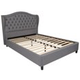 thumbnail image 1 of Valencia Tufted Upholstered Queen Size Platform Bed in Light Gray Fabric, 1 of 3