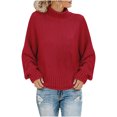 thumbnail image 1 of IROINID Chandail en Tricot pour Femmes Col Rond Couleur Unie Ample Mi-Longueur Manches Longues, 1 of 5