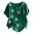 thumbnail image 4 of Pisexur Hauts d'Été pour Femmes Col Rond Manches Courtes Imprimé Pissenlit T-Shirts Amples Blouses Hauts - Offres du Jour, 4 of 4
