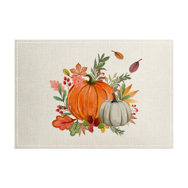 Fasiaou Fall Placemats, 12 x 18 Inch, Printed Thanksgiving Maple Leaf Linen Table Mats, Seasonal Autumn Holiday Table Decorations for Kitchen, Dining, Party Decor