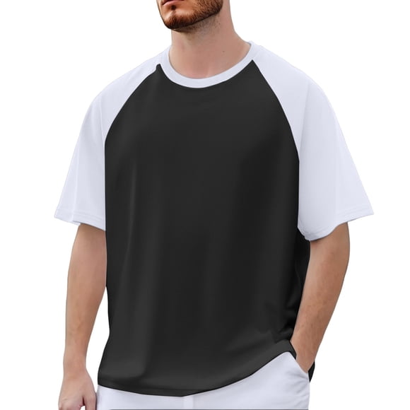 LUOGENLI Male T-shirts for Mens Short Sleeved Basketball Sports Split T Shirt Suit Men's Warm up Shooting Sweat Wicking College Student Trendy T-shirts for Men Graphic Tee Summer Clothes Black M
