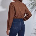 thumbnail image 4 of CEHVOM Ladies Fashion Solid Color Corduroy Jacket Drop Shoulder Long Sleeve Short Coat Clearance, 4 of 4