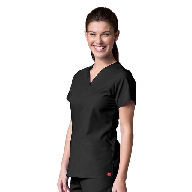 Red Panda Women's V-Neck Two Pocket Solid Scrub Top