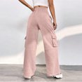 thumbnail image 4 of Yuyuzo Pantalon Cargo en Molleton pour Femmes, Taille Haute, Décontracté, Bas Resserré, Joggers Amples avec Poches, 4 of 7