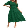 thumbnail image 1 of EIMELI Femmes Été Soufflé Manches Robe Smoking Floral en Vrac Fluide Robe Haute Taille Dentelle Floral Étagé Midi Robe Bleu Ciel XL, 1 of 4