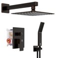 thumbnail image 1 of SR SUN RISE ORB Square Rainfall Shower Head and Handle Set Wall Mounted Shower Fixtures Metal Shower Faucet Trim Repair Kits (With Shower Valve) 10 Inches, 1 of 5