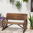thumbnail image 2 of Outsunny Banc à Roues de Chariot en Bois Design Rustique 2 Places Chaise de Jardin Extérieure Dossier Haut Causeuse, 2 of 10