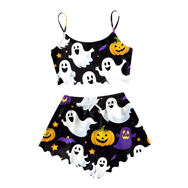 HNMKIU Womens Pyjamas Cartoon Print Pajama Shorts Set