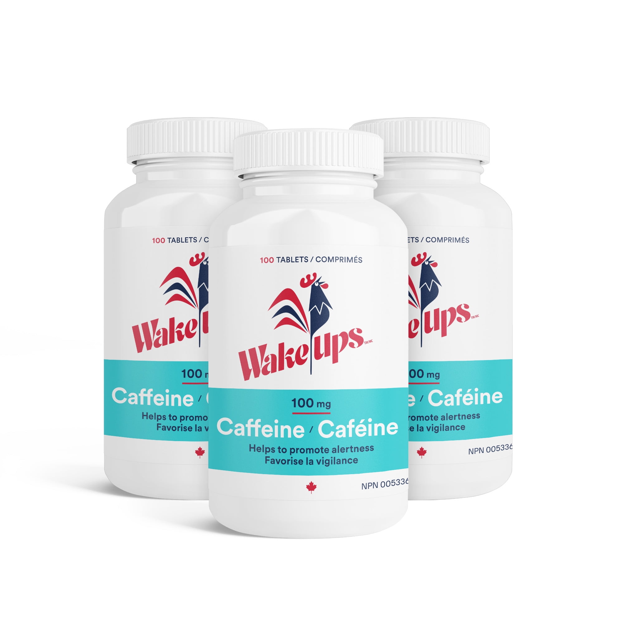 Wake-Ups 100mg Caffeine Tablets | Promotes Alertness & Endurance | 3 Bottles
