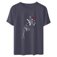 thumbnail image 5 of yievot Chemises pour Femmes Mode Manches Courtes Col Rond Impression de la Saint-Valentin Chandail Décontracté T-Shirt Hauts Chemise, 5 of 5
