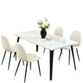thumbnail image 4 of Homy Casa 63 inch Modern Dining Set, Dining Table with 4 Chairs, Beige Fabric, 4 of 10
