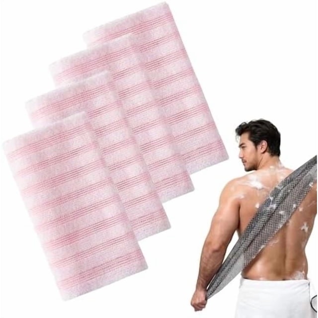 Exfoliating Shower Towel, 2026 New Shower Towel, Rip-Resistant Exfoliating Washcloth, Long Washcloth Back Body Scrubber for Men & Women, Machine Washable & Quick-Dry (4pcs-A),3