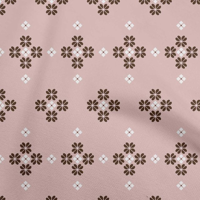 oneOone Silk Tabby Dusty Pink Fabric Geometric Fair Isle Pattern Sewing Material Print Fabric By The Yard 42 Inch Wide