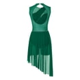 thumbnail image 2 of RUNQHUI Robe de Danse Lyrique pour Femmes Robe de Patinage Artistique Sans Manches en Mousseline Fluide Justaucorps-Robe Asymétrique Vert G, 2 of 7