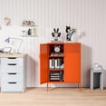 thumbnail image 2 of CHSHIN 47.2"H Orange Metal Locker Storage Cabinet with 2-Mesh Doors,3-Tier for Office,Home,Entryway, 2 of 8