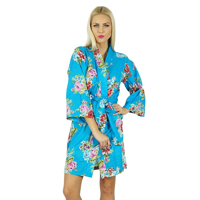 Bimba Robe de Chambre Florale pour Femmes, Kimono de Demoiselle d'Honneur Vert 28