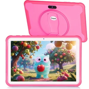 Comprimé pour enfants, 10.1 Tablette pour enfants avec étui inclus, 64G Stockage, double caméra, WiFi, Applications éducatives pré-intégrées, contrôle des parents, YouTube (Rose)