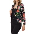 thumbnail image 4 of INSPIRE CHIC Blazer pour Femme à devant Ouvert Veste de Tailleur Courte d'Été pour le Travail m Noir Rouge à Fleurs, 4 of 6
