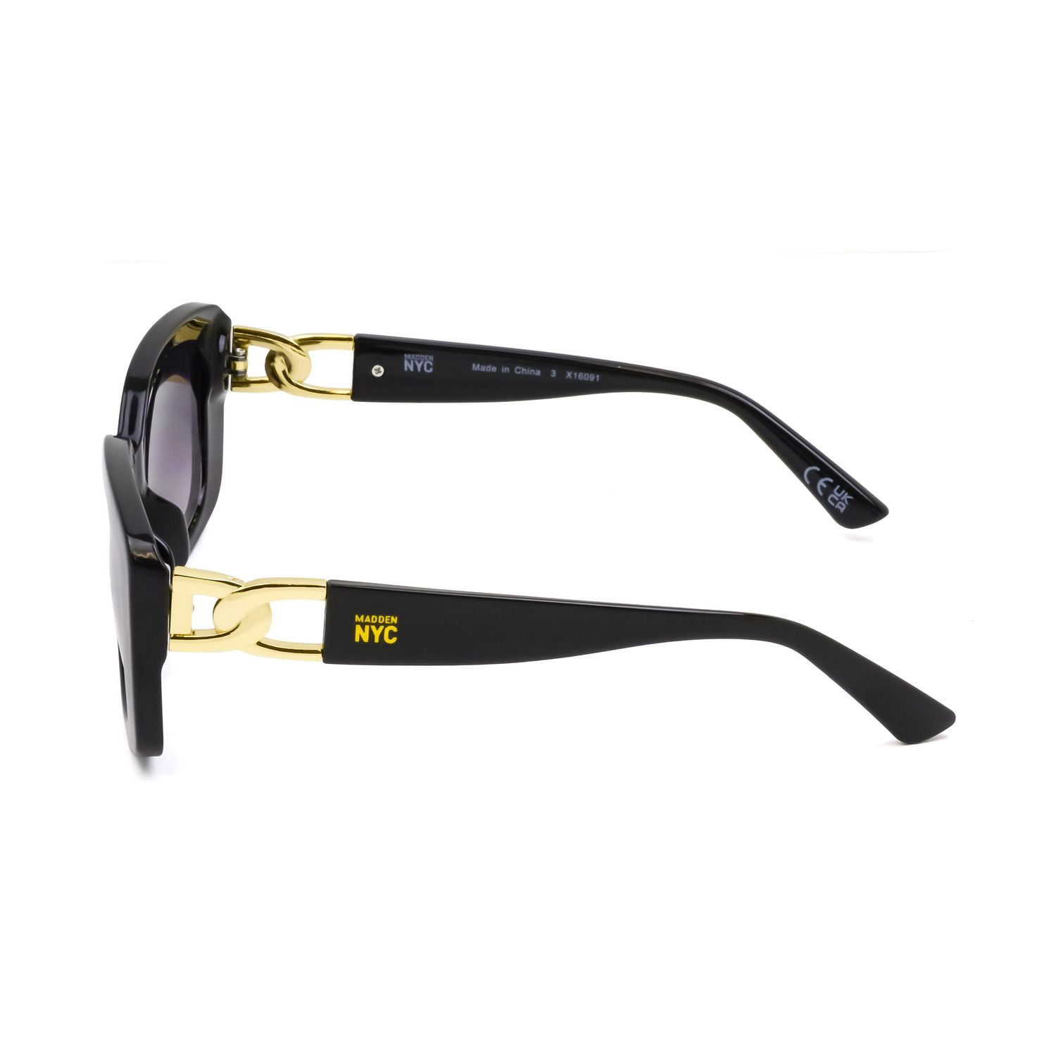 Madden NYC Women's Oversized Black Rectangle Sunglasses