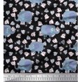 thumbnail image 1 of Soimoi Poly Georgette Fabric Cute Elephant Kids Print Sewing Fabric Yard 52 Inch Wide, 1 of 3