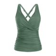 thumbnail image 4 of NIEWTR V-Neck Tankini Tops For Women Backless Adjusting Strap Bathing Suits Tummy Control Push Up Swimsuit Top(Light Green,L), 4 of 9