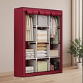 thumbnail image 4 of Red Dustproof Closet Wardrobe Multifunctional Fabric Storage Cabinet Assembly Organizer For Home Bedroom Portable Space Saving Storage Solution Easy Setup H-18 Red, 4 of 6