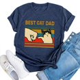 thumbnail image 1 of MesaSe Chemise à Manches Courtes Imprimée Lettre Chat pour Femmes Hauts Décontractés Blouse, 1 of 3