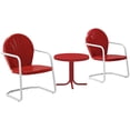 thumbnail image 3 of Crosley Furniture Griffith Ensemble de Conversation pour Patio en Métal Rond de 22 Pouces, 3 Pcs, Rouge, 3 of 7