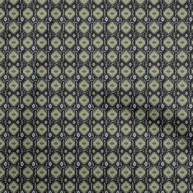 oneOone Rayon Black Fabric Asian Kilim Sewing Material Print Fabric By The Yard 56 Inch Wide