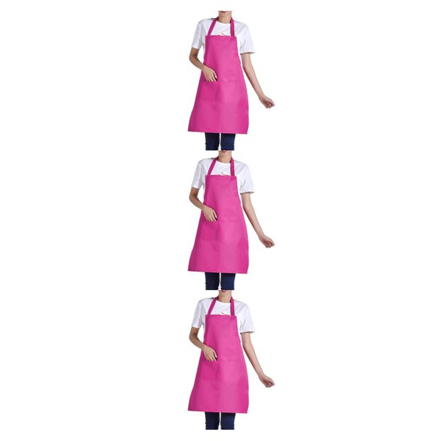 Transemion 12pcs Tablier Femme avec Poches Efficace et Élégant Compagnon de Cuisine Réglable Demi-Longueur Tablier Adulte Polyester Rose Rouge 3Set