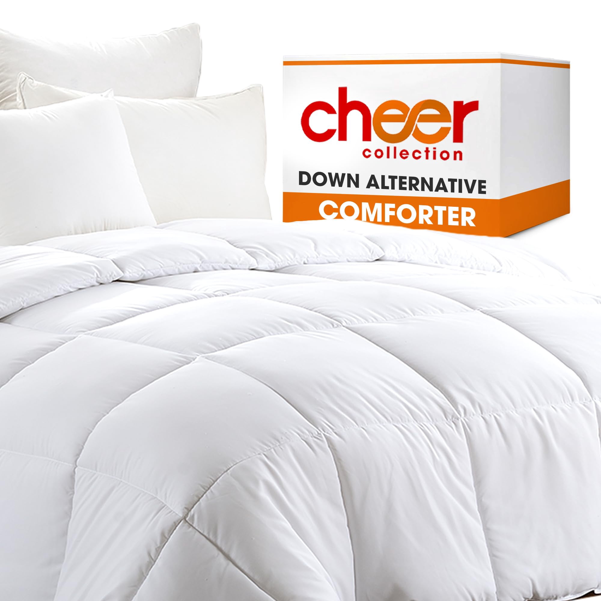 Cheer Collection Luxurious Duvet Insert - Super Plush Goose Down Alternative Queen Size White Comforter - 88" x 90"