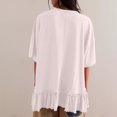 thumbnail image 4 of AherBiu Womens Summer Tops Casual Short Sleeve Drop Shoulder Crewneck Comfy T Shirts Loose Ruffle Patchwork Tops, 4 of 7