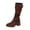 Brun, variante sur EYWGYA Bottes Hauteur Genou pour Femmes, Bottes à Talon Bas pour Femmes, Bottes à Boucle Multicolores au Style Décontracté et Polyvalent, Bottes Longues Texturées à Talon Tendance pour l'Automne et l'Hiver