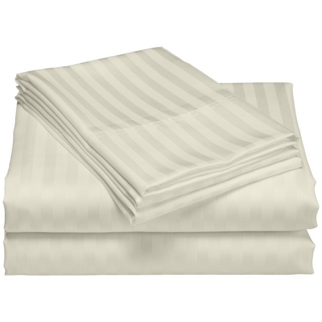 Hotel Collection 1200 Super Soft & Wrinkle Free Luxurious Stripe 6-Piece Sheet Set (Full, Ivory)