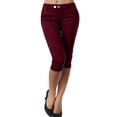 thumbnail image 1 of Timegard Capri Pants for Women Low Waisted Button Skinny Solid Color Leggings Work Pants with Pockets, 1 of 6