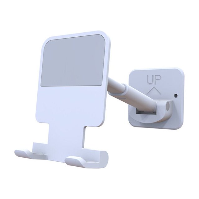 Phone Holder Wall Handsfree Cellphone Stand Tablet Organizer Retractable Organizer 90 Degree Rotation Removable Smartphone Rack for Bathroom Bedroom White
