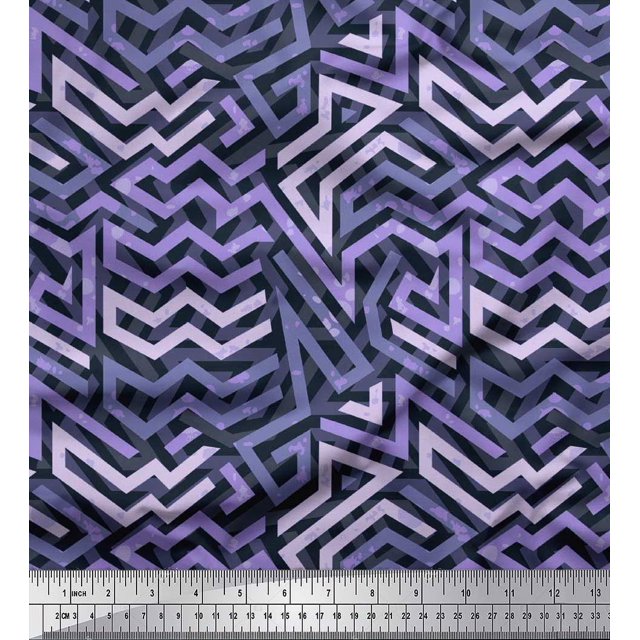 Soimoi Georgette Viscose Fabric Zig Zag Abstract Print Fabric by The Yard 42 Inch Wide