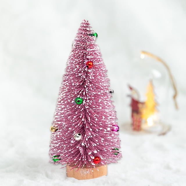 Desktop Miniature Pine Tree ,Small Christmas Tree,Mini Christmas Tree,Tabletop Small Pine Tree Decor ,Christmas Tree Toppers , Bottle Brush Fake Trees with Wooden Base for Tabletop Decorative