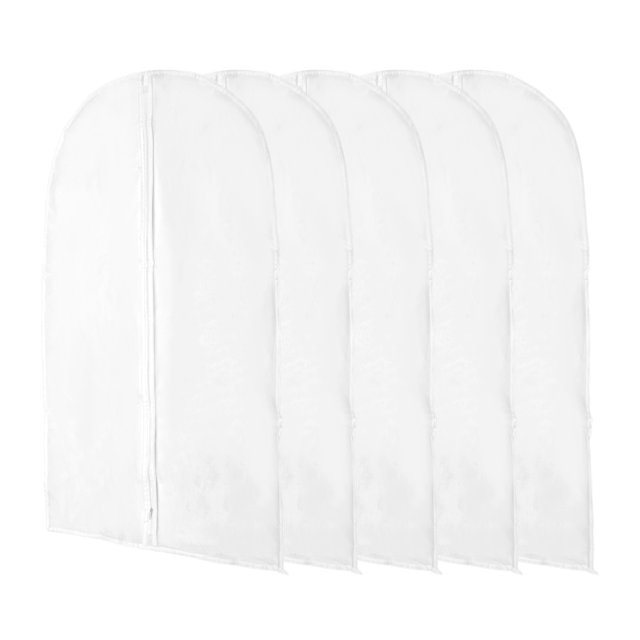 Unique Bargains 5 Pcs Dustproof Zipper Garment Bag Clear, White 39.37in